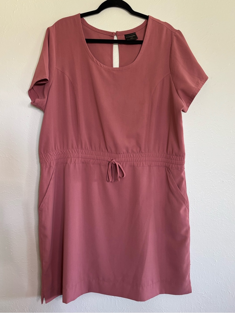32 Degrees Cool Rose Pink Short Sleeve Drawstring Waist Dress